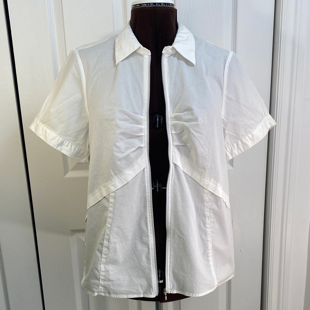 2 for $25 - Addition Elle Cotton Spandex Zipper Shirt or Jacket Bow Front, 16